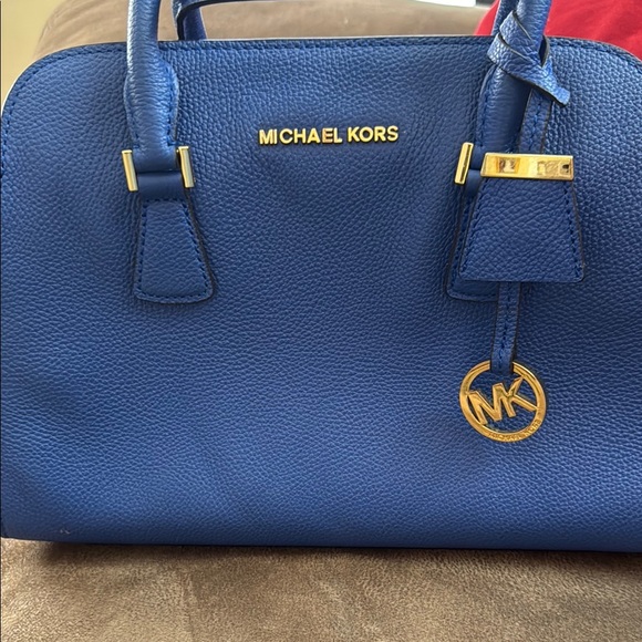 Michael Kors Blue Satchel with Gold Accents - Picture 1 of 3